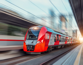 Red high speed train